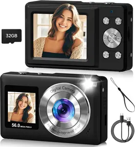 Digital Camera,56MP Dual-Screen Point and Shoot Camera with Auto Focus,Smile Capture,Anti-Shake,16X Zoom,32GB SD Card Digicam  for Boys Girls Teens