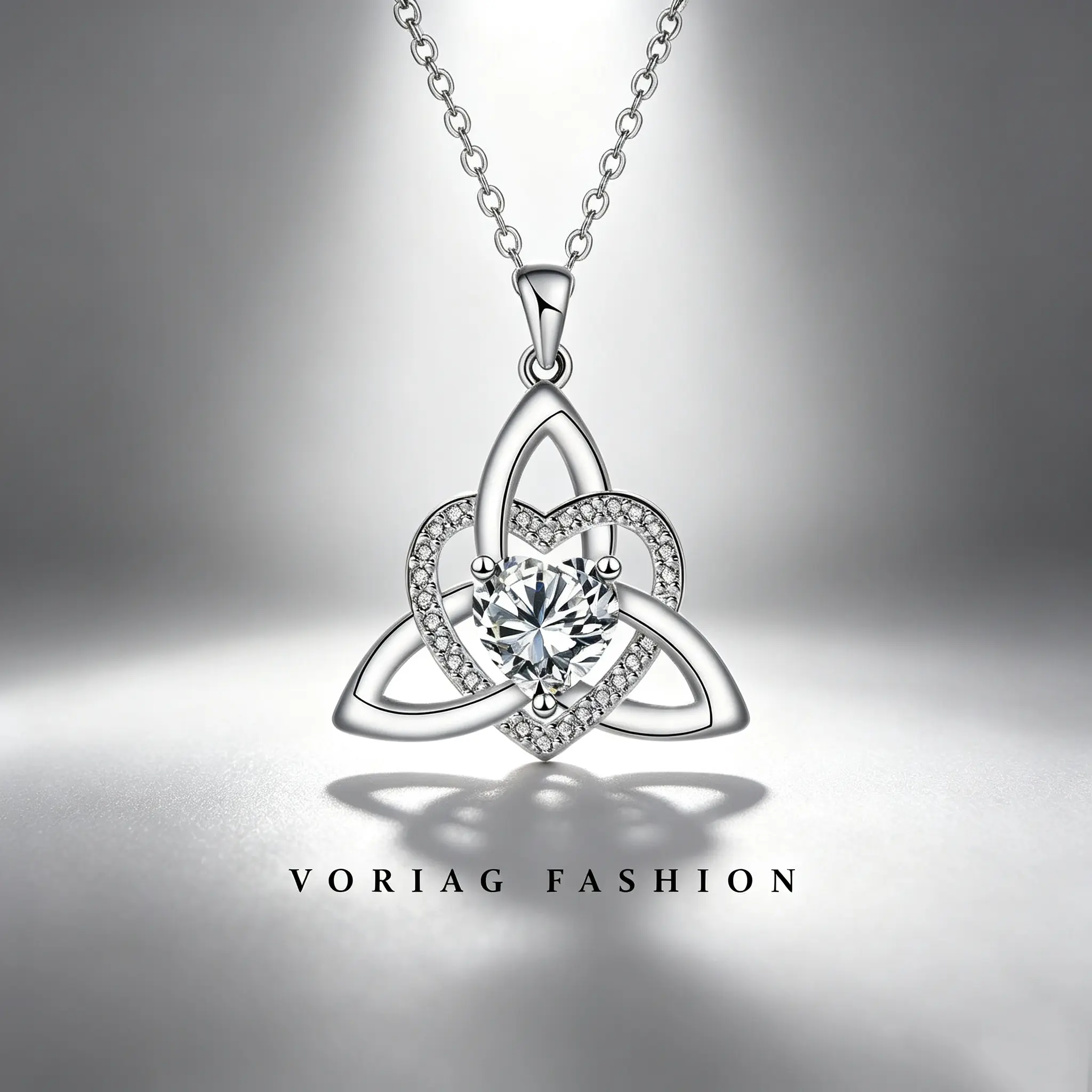 Celtic knot heart-shaped pendant, fashionable retro witch knot necklace, suitable as a gift for girlfriend, engagement, or wedding accessory.