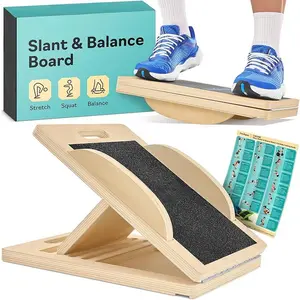 Slant Board with 6 Incline Angles - Transforms Into a Balance Board - Premium Calf Stretcher and Wobble Board for Effective Calf Stretching and Squats