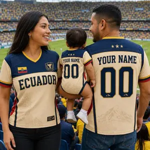 Ecuador Family Soccer Jersey Set, Personalized Name Number Adult Shirts and Baby Bodysuit, Matching Game Day Fan Outfit