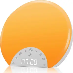 Wake Up Light Sunrise Alarm Clock – Heavy Sleepers, Kids & Adults | 7 Nature Sounds, FM Radio, 8-Color Night Light, Dual Alarm, Sleep Aid | Bedroom Gift
