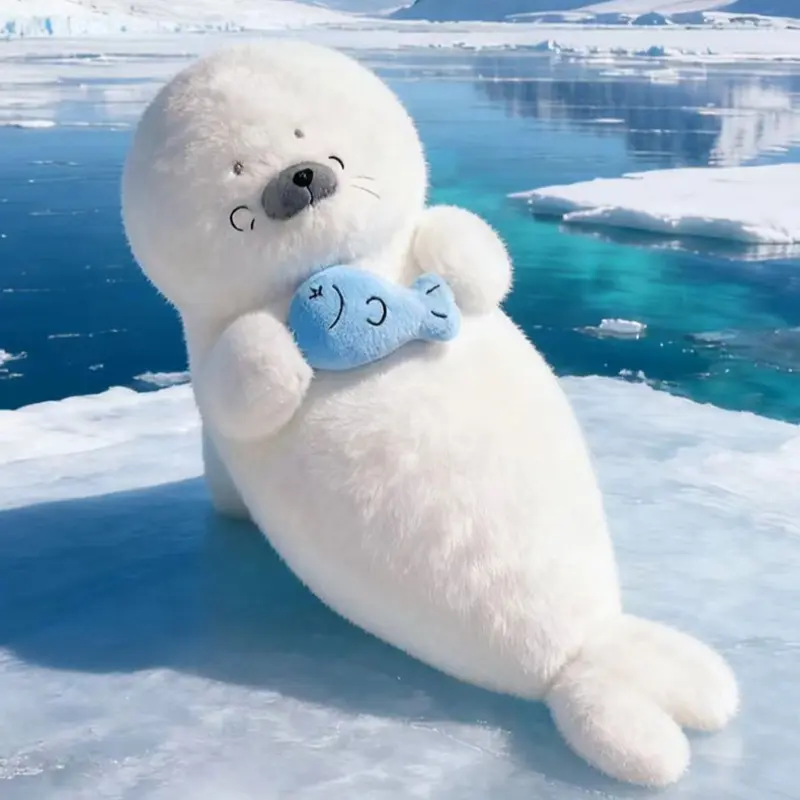 Adorable Baby Seal Plush Pillow, Soft Huggable Stuffed Animal Gift Toy, Super Soft Fluffy, Cuddly Hugging Body Pillow for Kids & Adults, 20" Arctic Ocean Seal Doll, Animal Merch