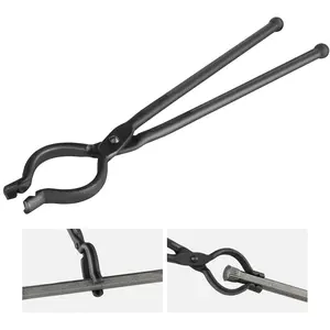 TikTokShopBlackFridayVEVOR Blacksmith Tongs, 18" V-Bit Bolt Tongs, Carbon Steel Forge Tongs with A3 Steel Rivets, for Long, Irregular, and Nail-shaped Forgings, for Beginner and Seasoned Blacksmiths and Bladesmiths