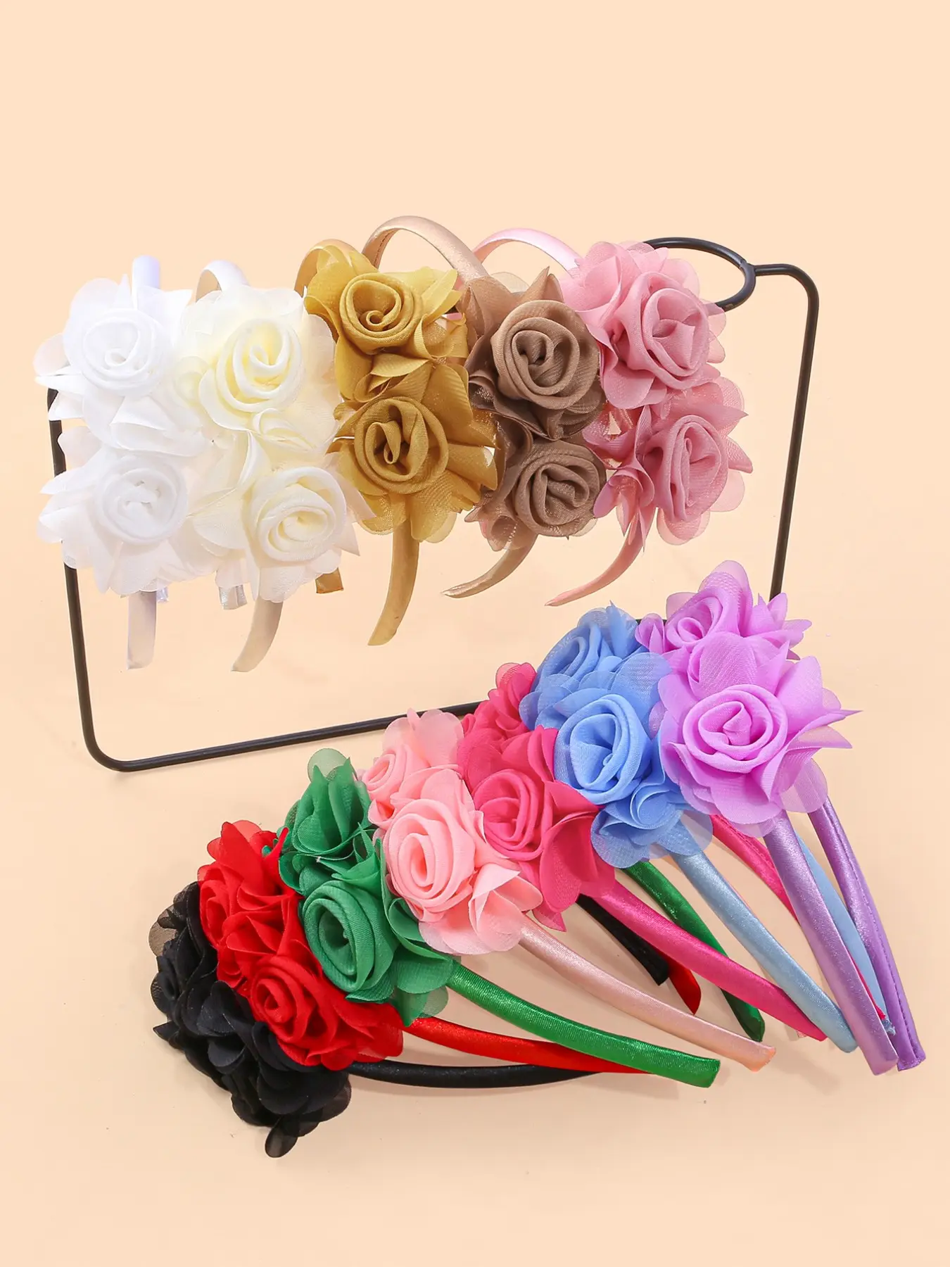 4-piece Mesh Rose flower hairbands, elegant and chic headbands for women and girls, perfect for vacations, casual outings, and beautiful hair accessories that are versatile for spring and summer Soft Headband