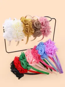 4-piece Mesh Rose flower hairbands, elegant and chic headbands for women and girls, perfect for vacations, casual outings, and beautiful hair accessories that are versatile for spring and summer