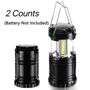 Wild Bright 2-pack portable LED tent lamp, waterproof camping lamp, hand-held hanging lighting lantern, strong light foldable flashlight, Super bright flashlight, suitable for outdoor camping emergencies. 3*AAA batteries not included.