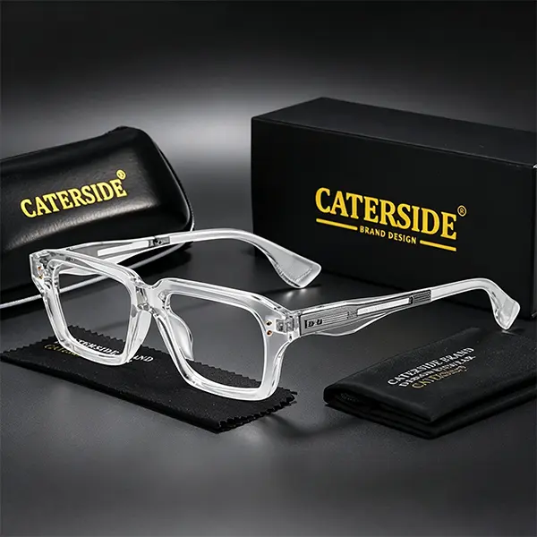 CATERSIDE Fashion Frame Eyeglasses, Unisex Punk Square Frames, Polycarbonate Statement Glasses with Blue Light Blocking for Party & Travel, Stylish Trendy Eyewear, Party Wear, Statement Frame Glasses