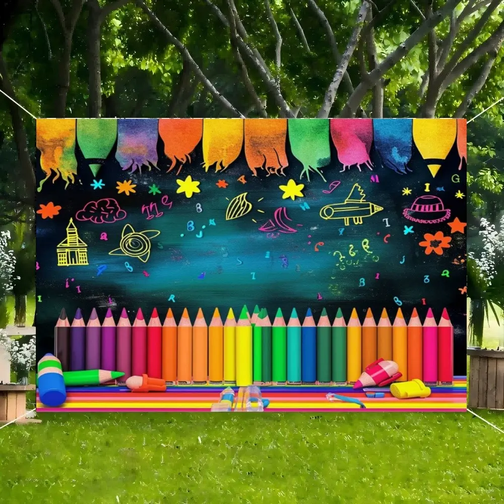2D Back-To-School Party Banner, Classroom Blackboard Background, Living Room Photo Studio Banner, Graduation Season Photography