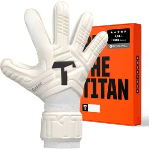 Classic 1.0 White-Out Goalkeeper Gloves - with Finger Protection - Soccer Goalie Gloves Adult - Professional Goal Keeper Gloves for Youth, Men & Women - Size 6-11