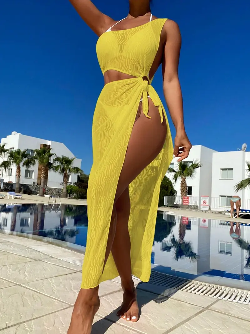 slim fit dress slacks Wide Eyed Girl Long Crochet Coverup Maxi Dress in Gold Metallic main image 0