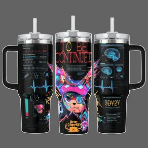 Chopper Cyberpunk Medical Scan - OPiece Stainless Steel Insulated Travel Tumbler With Handle Straw Lid 20oz 40oz Full Wrap Anime Tech Design