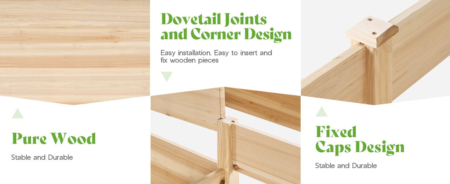 [Spring Sale] AMERLIFE Raised Garden Planter - 12x12x2 ft H-Shaped Wooden Garden Bed, 180 cu. ft Capacity, Wooden Planter Box with Double Layer Design for Outdoor Patio & Garden