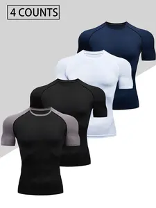 Men's Dragon Print Compression T-Shirt, Quick-Dry Breathable Stretch Fabric, Tight-Fitting Short Sleeve Top for Fitness and Outdoor Activities Activewear