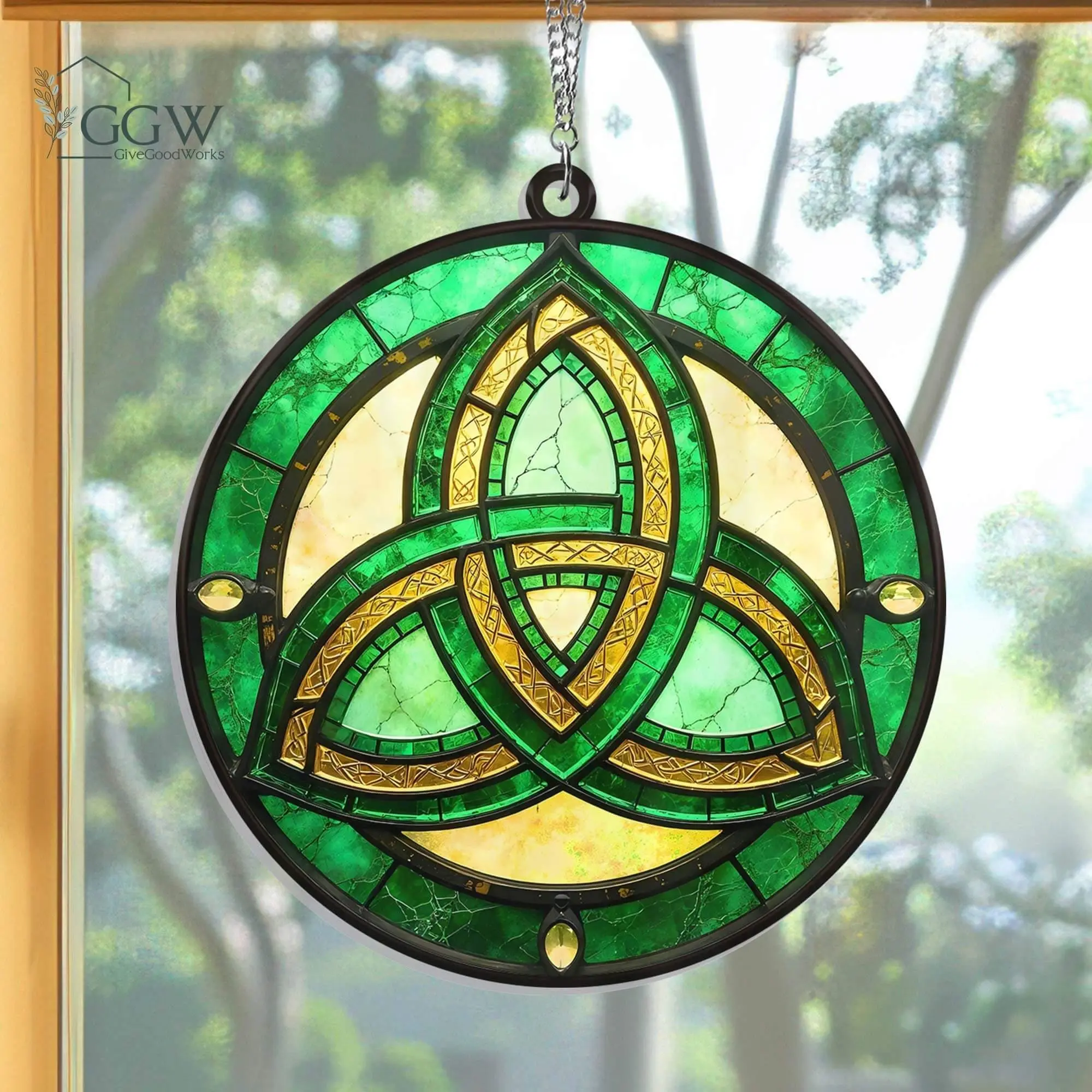 Celtic Trinity Knot Suncatcher Hanging Sign, Celtic Knot Window Hanging, Trinity Knot, Irish Suncatcher, Celtic Gift St. Patrick's Day Decor, Hanging Decor