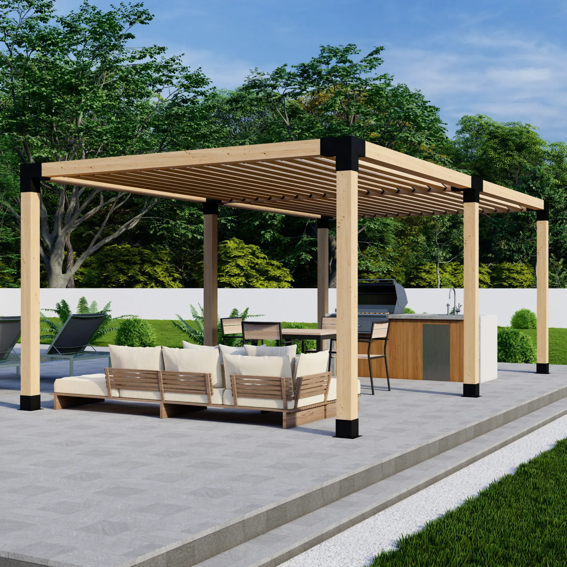 Modern Wood Pergola Kit (6x6 and 2x6 Brackets)