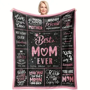 [Mother's Day Gift] Mom Blanket for Mom - Best Mom Ever, Digital Print, Multipurpose All-Season Cozy Throw for Sofa and Bed, Perfect Gift for Mother's Day, Birthday, Christmas, Thanksgiving, Valentine's Day