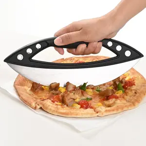 Pizza Cutter, Rocker-Style Pizza Slicer, Covered Pizza Slicer, Vegetable Chopper, Dessert Divider,Stainless Steel with Protective Cover,Multifunctional Kitchen Gadget.