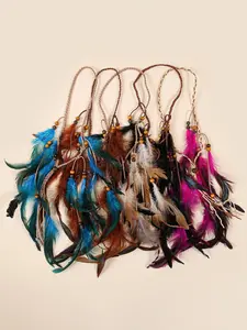 Boho Style Feather Design Hair Bands, Colorful Hair Ties for Women & Girls, Fashion Hair Accessories for Party, Daily Clothing Decor