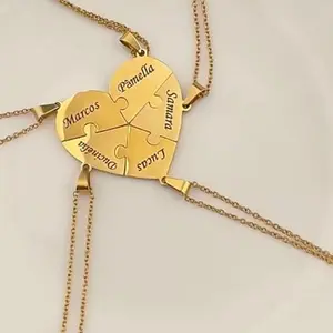 Jigsaw puzzle engraved custom name necklaces