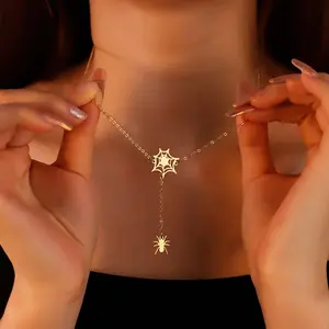 Spider web necklace spider pendant clavicle necklace multi-color optional women's jewelry
