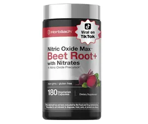Horbäach Nitric Oxide Beet Root Capsules | 180 Count | with Nitrates and Precursor | for Men and Women | Vegetarian, Non-GMO, Gluten Free Supplement