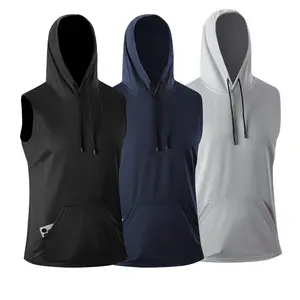 Men's Workout Tank Tops Sleeveless Running Shirts with Hoodie Sports Fitness Vest Sports Vests