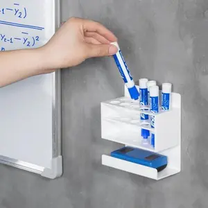 White Acrylic Dry Erase Whiteboard Marker & Eraser Holder Stand