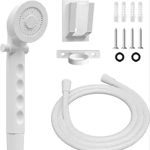 RV Shower Head with Hose, Outdoor Non-Metallic Camping Shower Kit, Includes Hose Guide and Shower Bar Holder, RV Shower Replacement Set