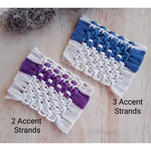 Macrame Coasters, Set of 2 or 4 Macrame Coasters, Square Knot Coasters, Two Toned Square Knot Coasters