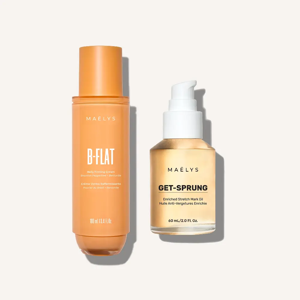 Stretch Mark Smoothing Duo - B-FLAT Belly Firming Cream + GET-SPRUNG Enriched Stretch Mark Oil