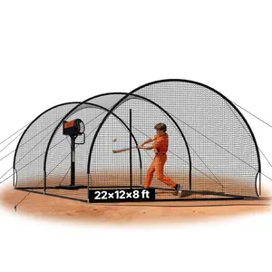 Summervibes VEVOR Baseball Batting Cage, 22.2x 12.1x 7.9 FT Freestanding Portable Batting Cage, Hitting Cages with 4-Ply Knotless Polyester Pitching Machine Opening, Battings Cages Netting for Indoor Outdoor