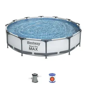 Bestway 56061US 12-Foot by 30-inch Steel Pro Round Frame Swimming Pool Set
