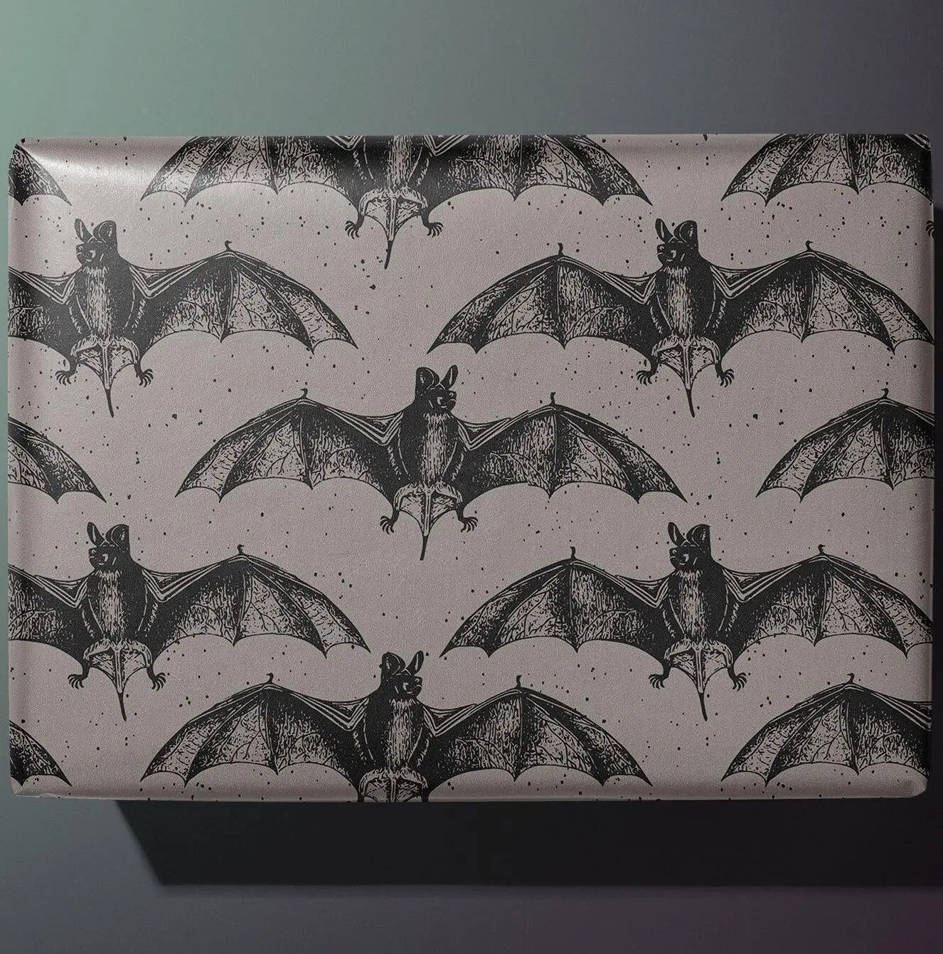 Bat Wrapping Paper, Animal Lover Gift Wrap, Cute Flying Bat Present Paper with Gothic Woodland Wildlife and Spooky Nature Aesthetic