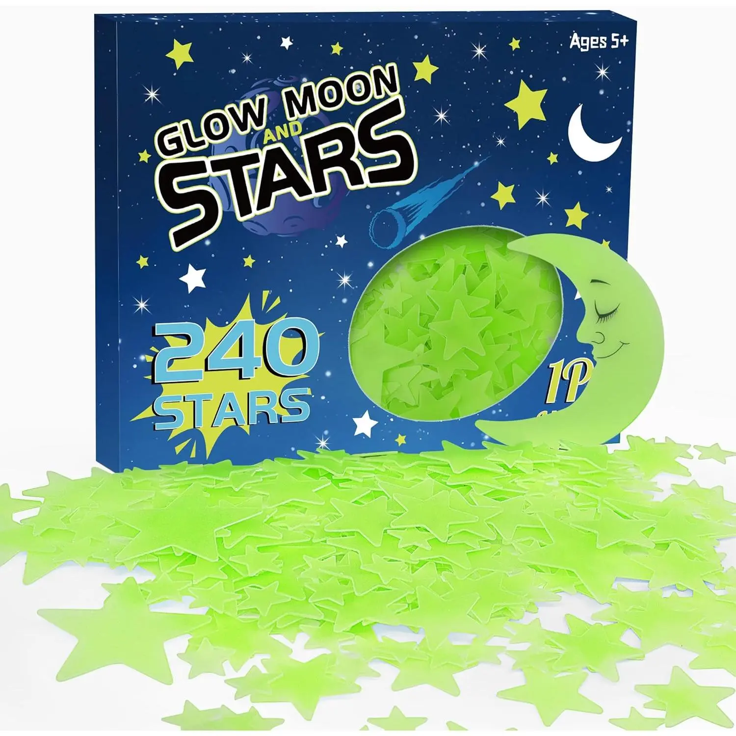 241 count Glow in The Dark Stars Stickers,  Glow in The Dark Stars for Ceiling Wall Room Decor for Teen Girls Boys  Luminous Wall Stickers for Stocking Stuffers Holiday Birthday  (Green)