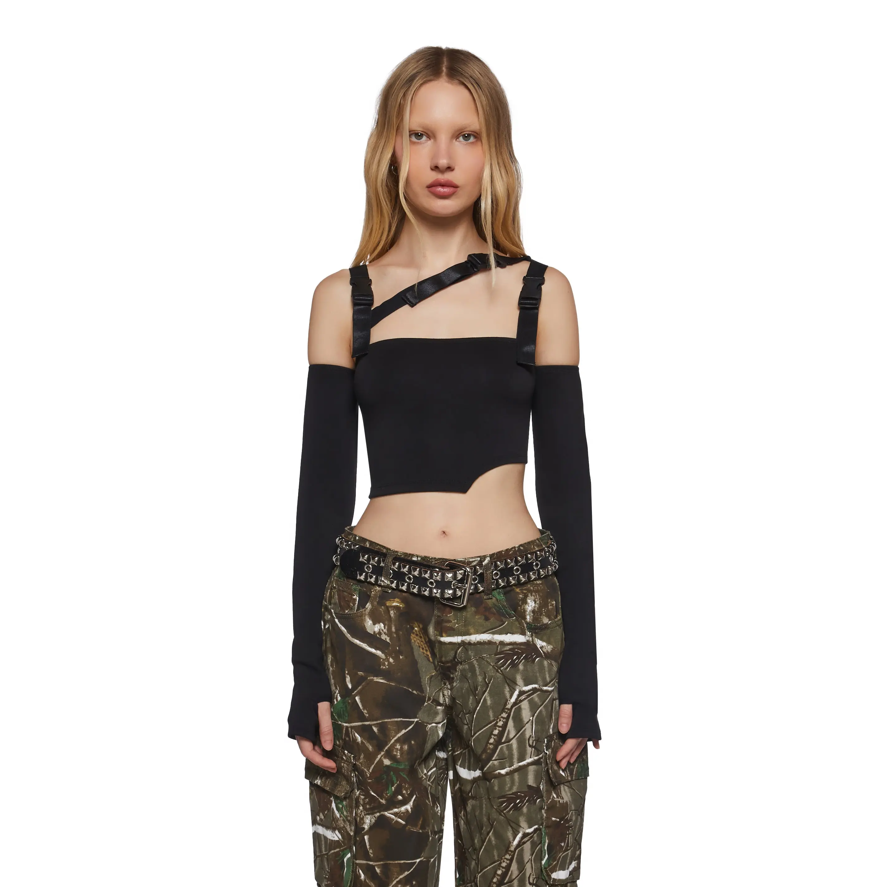 Shut Up Touch Me Strappy Crop Top