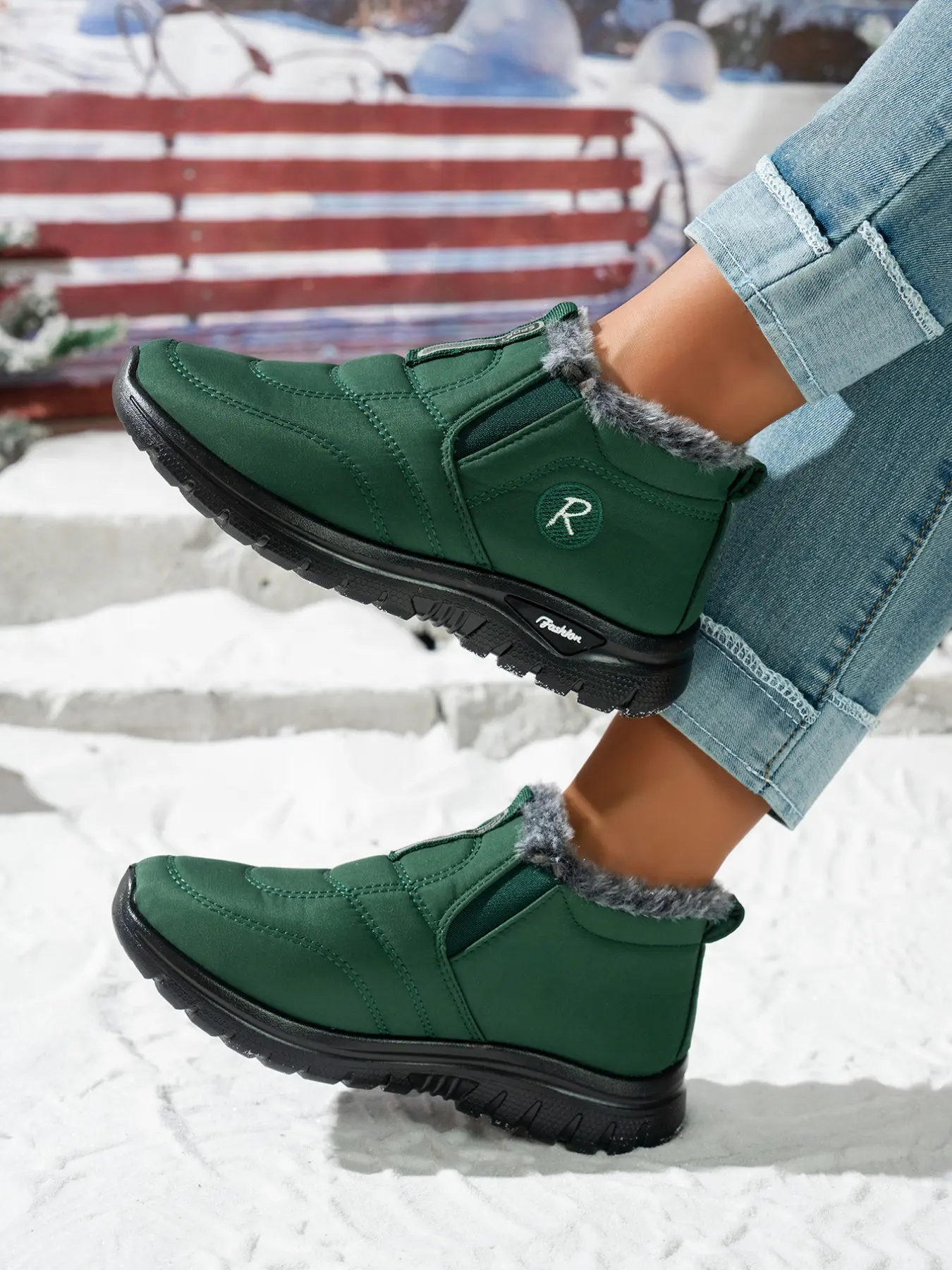 Cotton shoes for women's casual sports, warm women's cotton shoes, comfortable and plush thick home snow boots Ankle Casual Boots Footwear