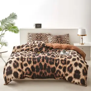 Leopard Print Decorative Duvet Cover Set, 3 Counts/set Including 1 Duvet Cover & 2 Pillowcases without Filler, Soft Comfortable Bedding Set for Home Bedroom