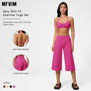 MFVIM Women’s Yoga Set – Premium Feel, High-Waist Compression Quick-Dry Yoga Shorts, Shock-Absorbing Push-Up Sports Bra Two-Piece Set