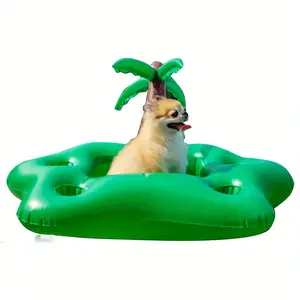 Inflatable Coconut Tree Pool Float for Pets - Durable Plastic, Ideal for Small Dog Breeds, Perfect for Swimming Pools and Outdoor Fun, Without Battery
