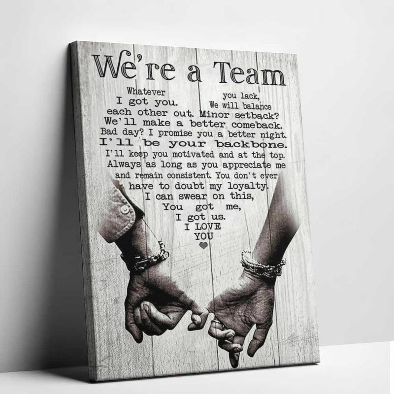 We're A Team Couple Poster Gift for Him, Her, Husband Wife Valentine's Day gift Birthday Anniversary Couple Lover Poster Canvas Print Wall Art Home Decor Picture for Bedroom LivingRoom