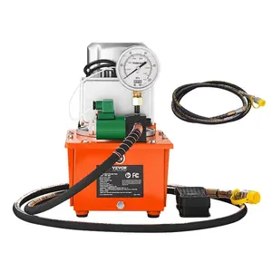 VEVOR Electric Hydraulic Pump, 10000 PSI 750W 110V 488 in/8L Capacity, Single Acting Solenoid Valve, Electric Driven Hydraulic Pump Power Pack Unit with Pedal Switch for Punching/Bending/Jack Machine