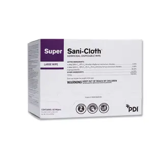 212 MAIN Sani Professional PDIH04082 Super Large Germicidal Disposable Wipes - White, Pack of 50, for Surface Cleaning