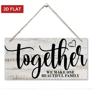 Inspirational Home Sign, Positive Family Quotes - Together We Make One Beautiful Family, Housewarming Gifts, First House Must Haves, Hanging Wooden Sign, Farmhouse Wall Decor, 3.93x7.87 inch