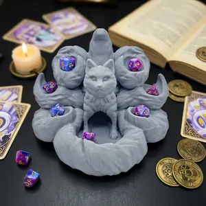 Seven-Tailed Fox Dice Tower for Dnd, DIY Colorable Multifunction Dice Organizer, Fair Table Games, Dungeons & Dragons, Board Game Enthusiasts