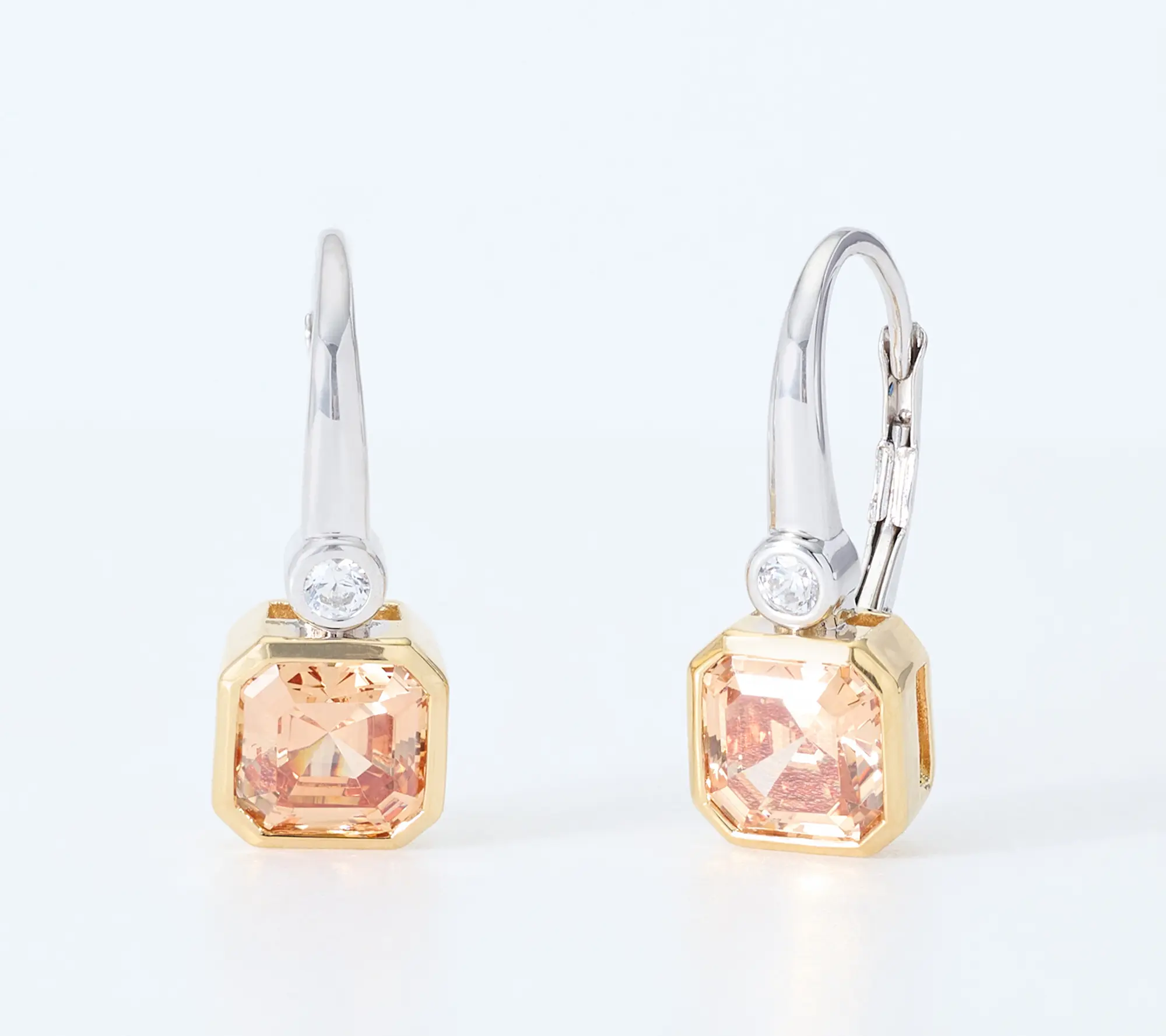 Diamonique Classics Stone Bezel Set Earrings, Sterling Silver