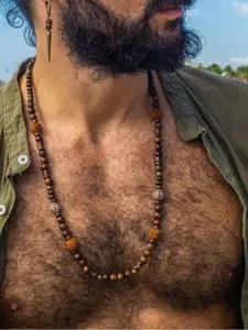 Bohemian Style Coconut Shell Wood Bead Necklace, Men's Vacation Necklace, Vintage Long Beach Walnut Collar Chain, Retro Fashion Jewelry
