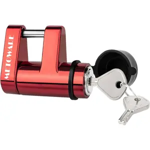 Trailer Tongue Coupler Lock with All-Weather Rubber Cap, 1/4" Dia with 7/10" Span Heavy-Duty Trailer Coupler Lock for Tow Boat RV Truck Car's Coupler (1 Pack, Red)