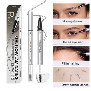 2-in-1 Microblading Eyebrow Pen & Lamination Brow Gel - Precision Hair-Stroke Filler, Fast-Drying Clear Sculpting Gel, Waterproof Sweatproof Formula for All-Day Hold, Ideal for Beginners