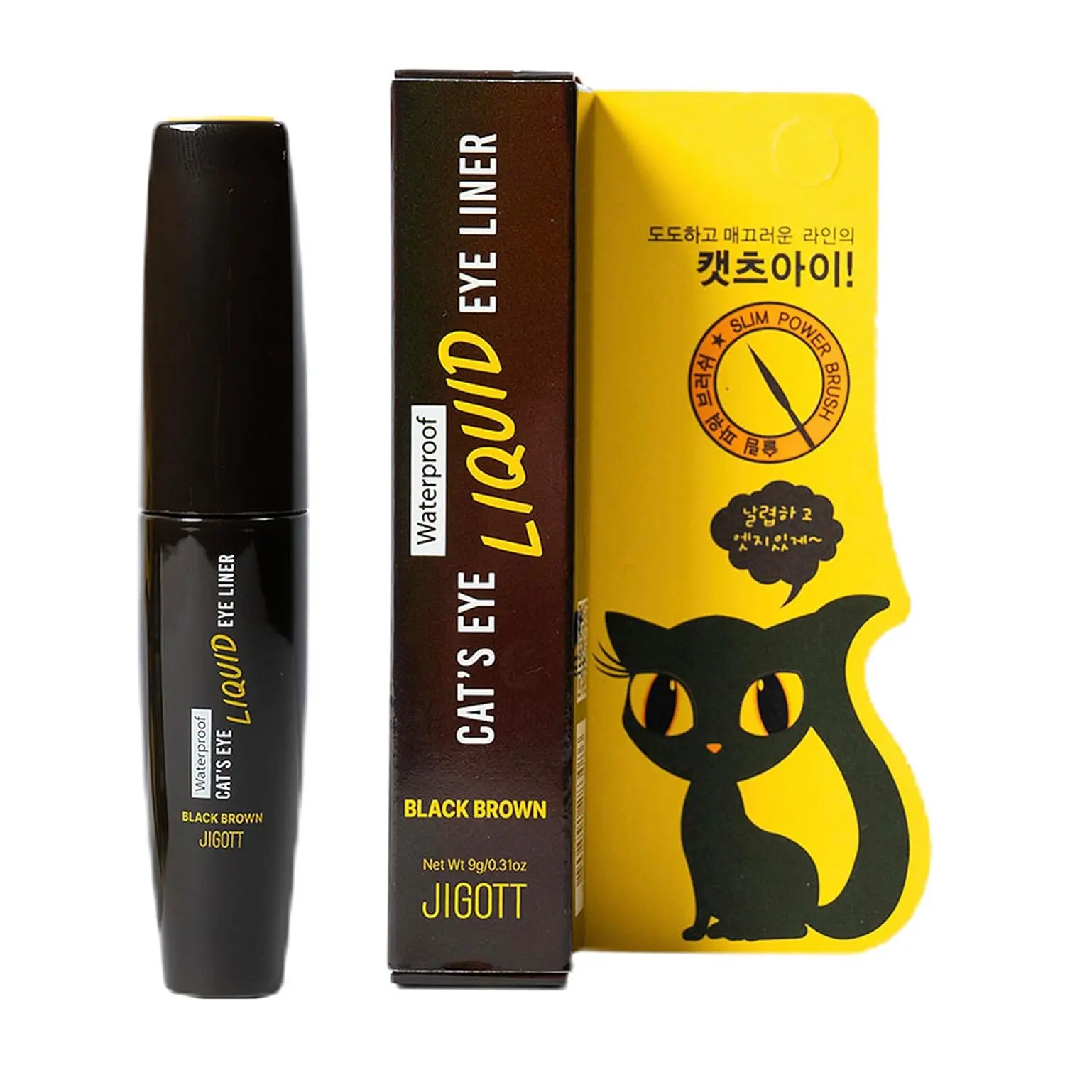 Jigott Cat’s Eye Waterproof Liquid Eyeliner (Black Brown) - 0.31 oz/9g - Cosmetic, Lipliner Gentle Korean Makeup