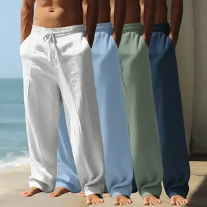 Men’s 4-Pack Casual Pants – Lightweight, Breathable, Elastic Waist, Wide Straight Leg, Solid Color, Versatile